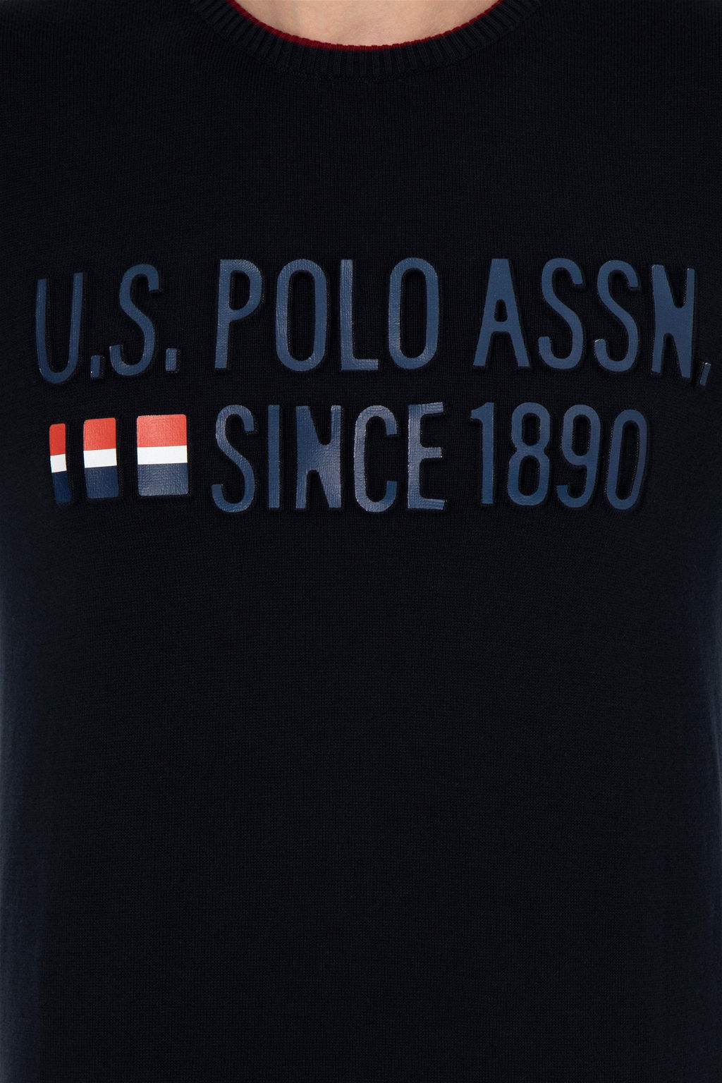 U. S. Polo Assn Мужской темно-синий трикотажный свитер с круглым вырезом - U.s. polo assn фото 12