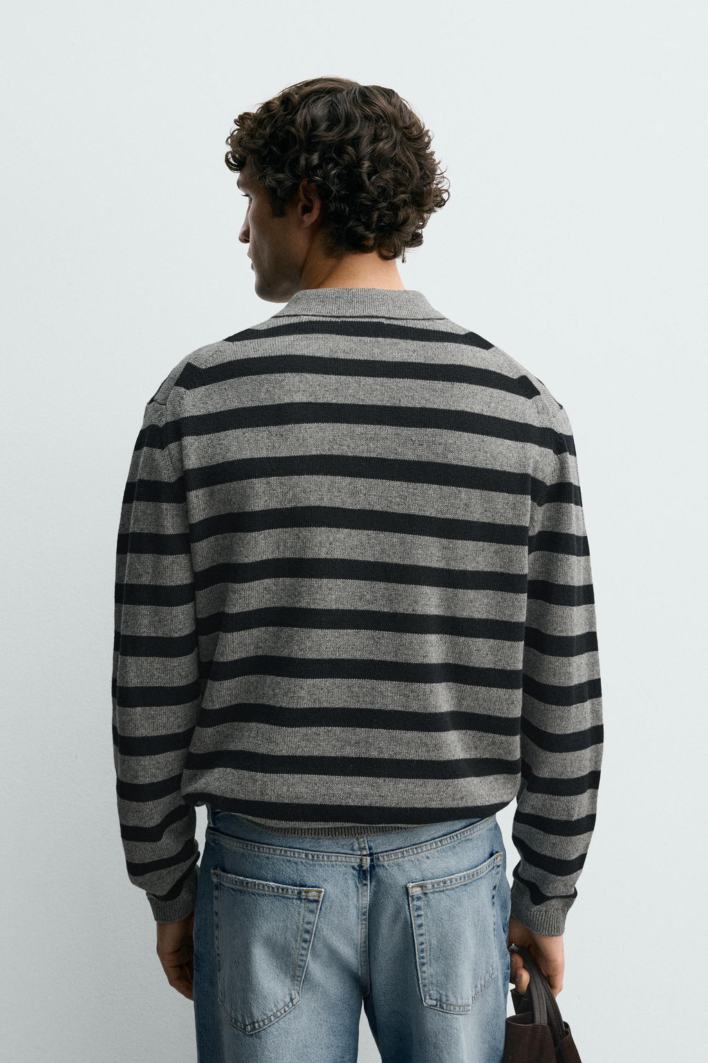 POLO PUNTO ALGOD?N - LINO RAYAS / Gris medio