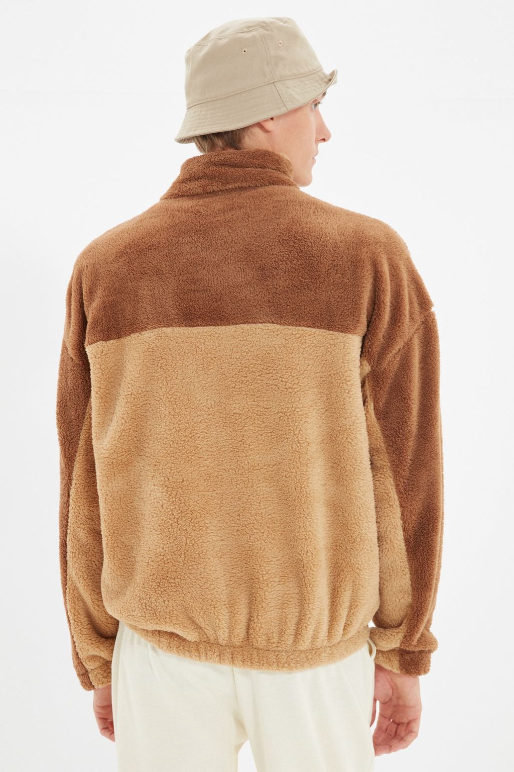 TRENDYOL MAN Camel Unisex Oversize/Genis Kesim Renk Blok S?cak Tutan Pelus Sweatshirt TMNAW22SW1477 - Trendyolmilla фото 10
