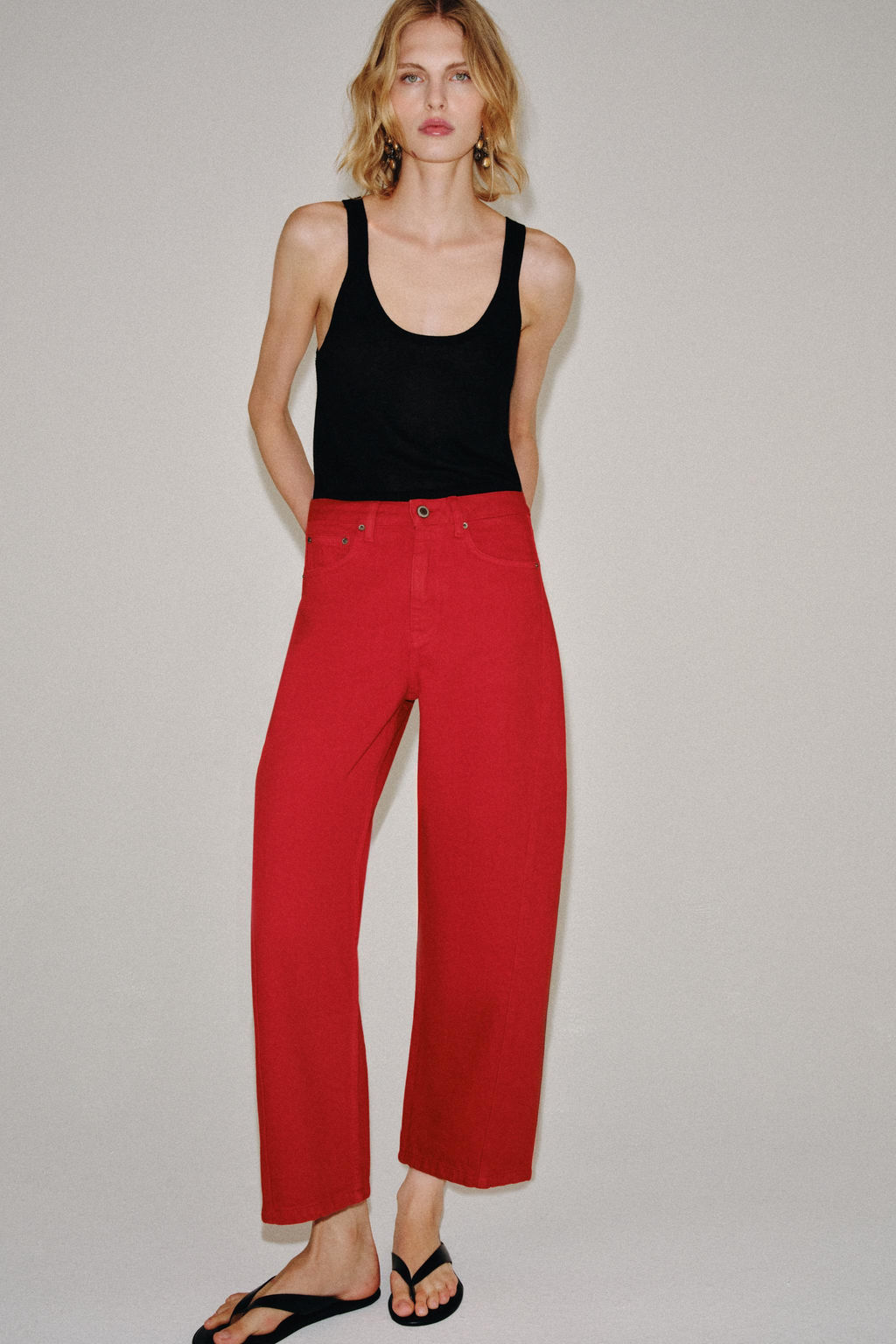 JEANS ZW COLLECTION RELAXED TIRO MEDIO / Rojo - Zara фото 4