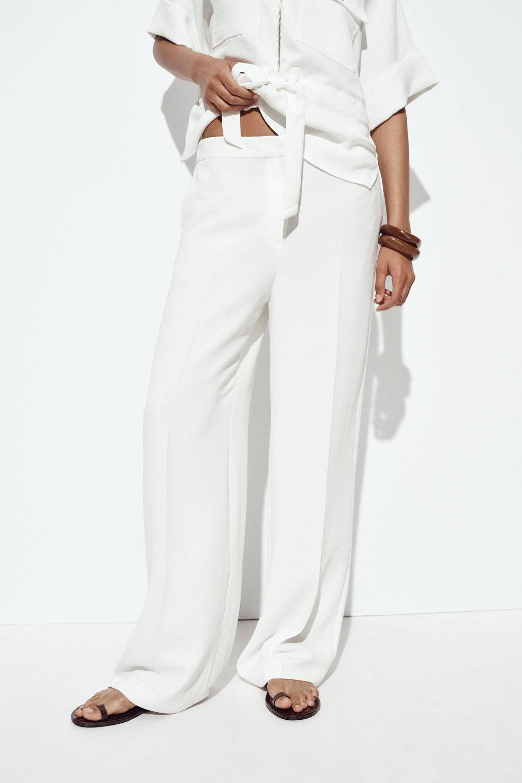 WIDE-LEG TROUSERS WITH ELASTIC WAIST - Zara фото 10