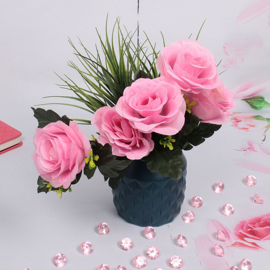 Цена за 4 шт. Ваза из пластика "Marlen-Элли" 0,8л 12,5*9,5см цвет синий