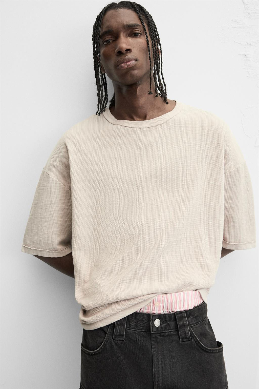 WASHED TEXTURED KNIT T-SHIRT - Zara фото 6