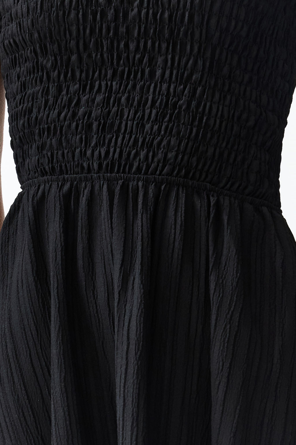 Siyah Belden Ac?lan Ust Bedeni Gipeli Tek Omuz Midi Dokuma Elbise TWOSS23EL01830