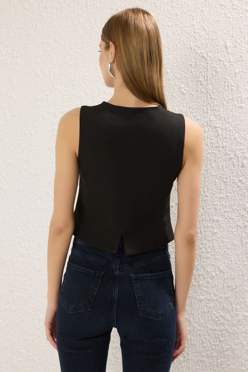 Trendyolmilla Siyah Regular V Yaka Onu Baglama Detayl? Yelek TWOSS25YE00083  фото 4