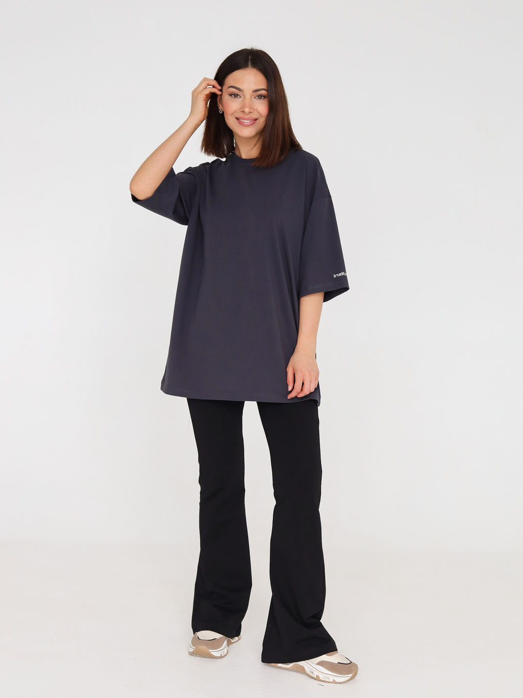 Футболка овер unisex, графит - Inzibe фото 4