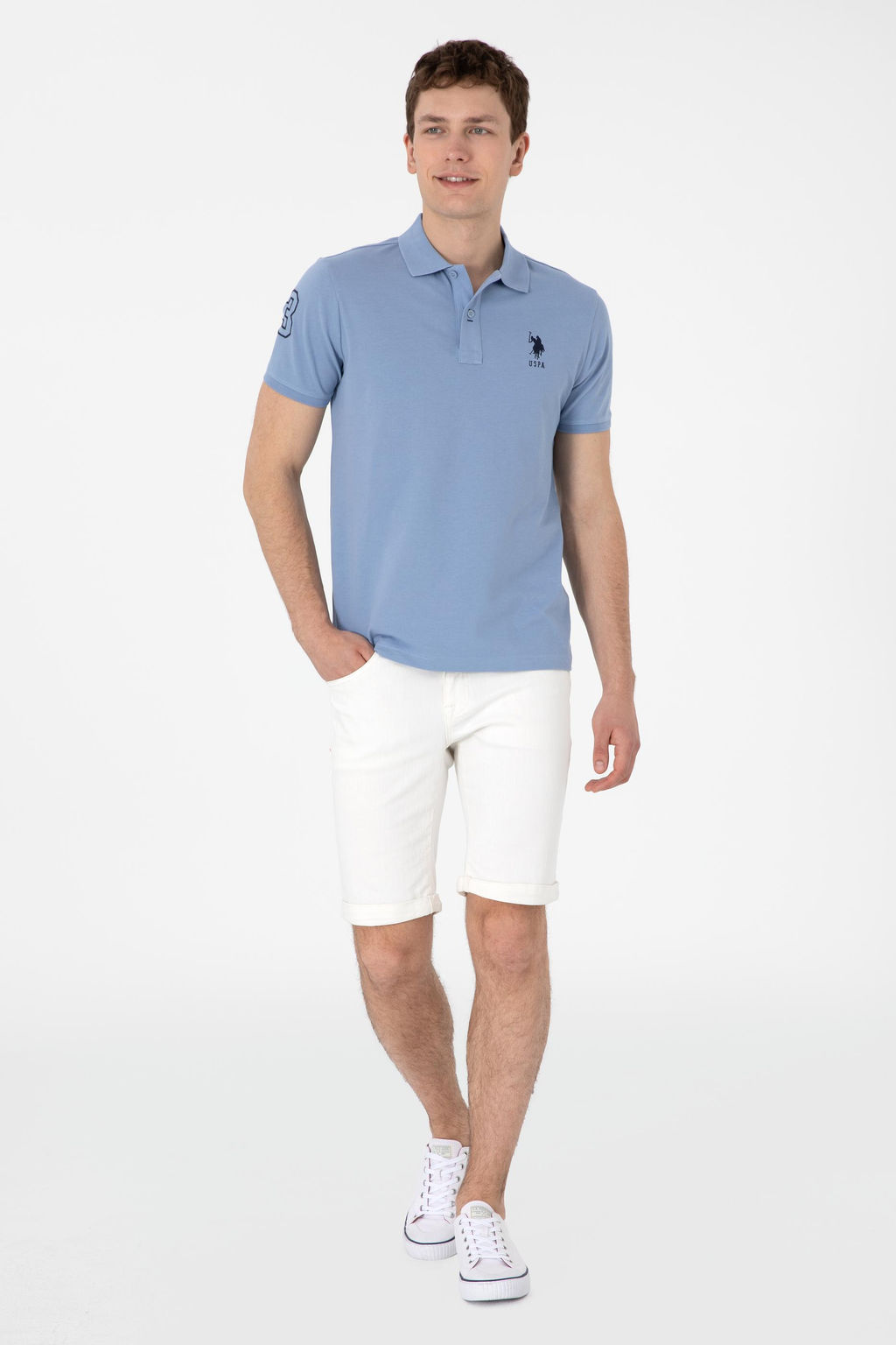 Erkek Slim Fit Polo Yaka Mavi Basic Ti__rt Sepette S_rpriz _ndirim - U.s. polo assn фото 4