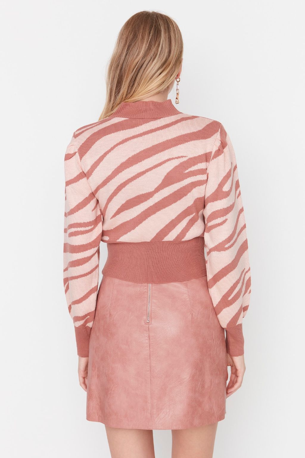 Zumrut Yesili Zebra Desenli Crop Triko Kazak TWOAW21KZ0010 - Trendyolmilla фото 28