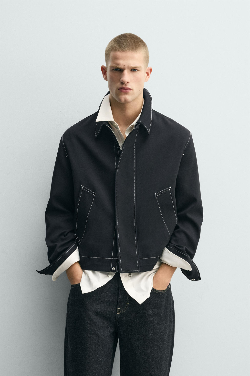 SOBRECAMISA PESPUNTES CONTRASTE / Marino oscuro - Zara фото 2