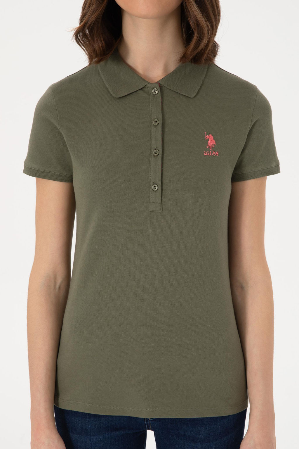Kad_n Koyu Haki Basic Polo Yaka Ti__rt Sepette S_rpriz _ndirim - U.s. polo assn фото 6