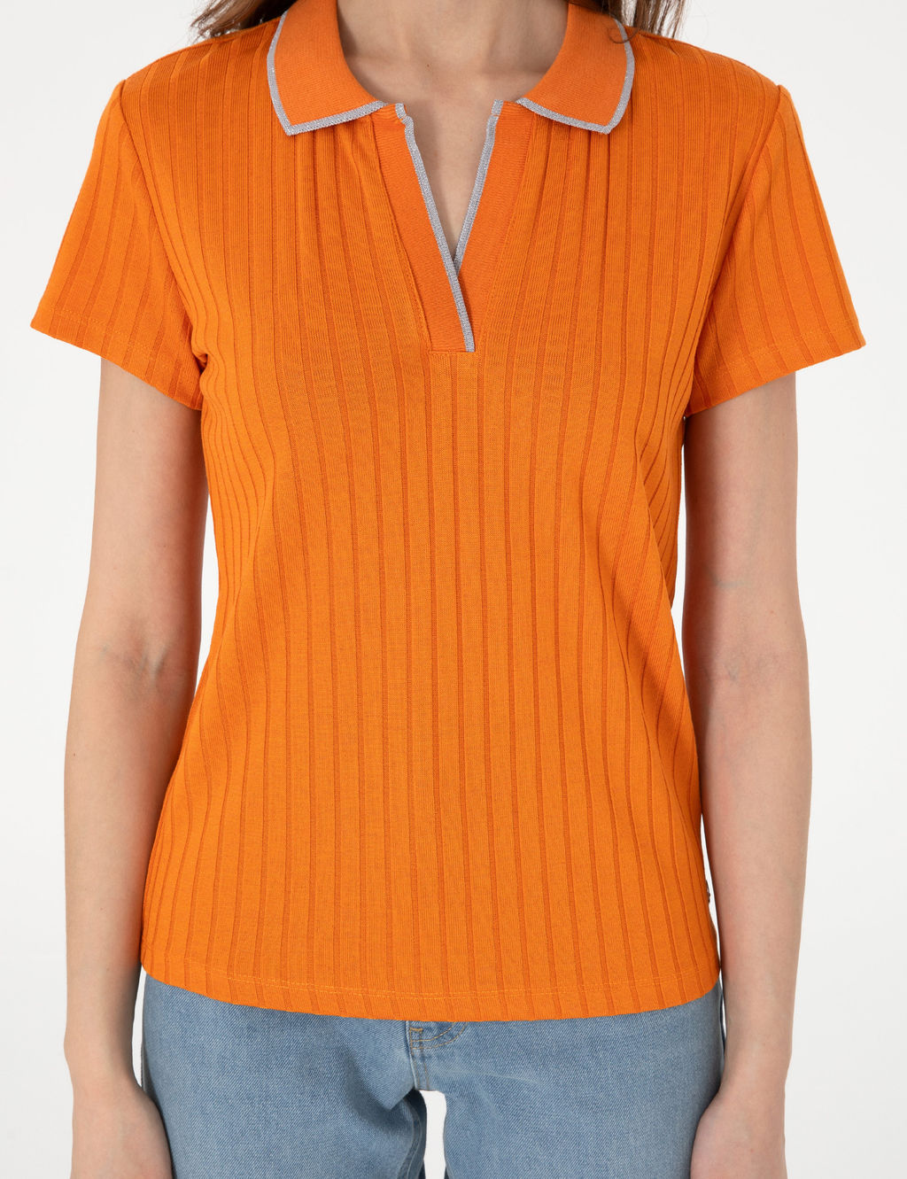 Turuncu Slim Fit Basic Ti__rt