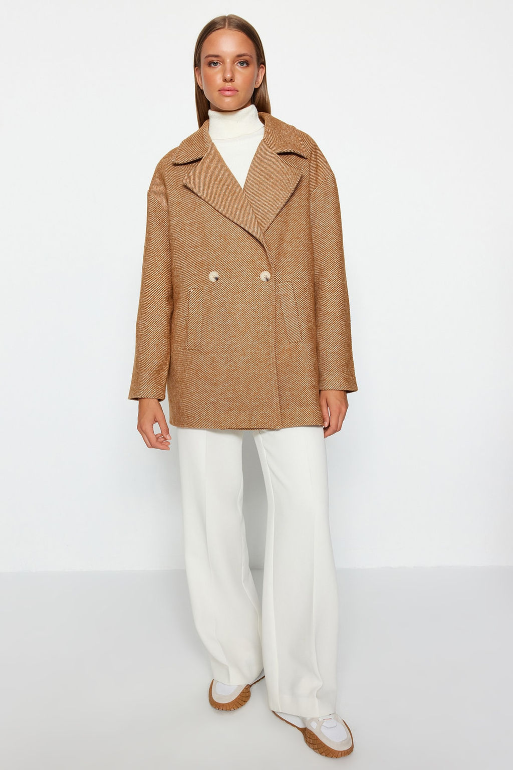 Trendyolmilla Camel Oversize Genis Kesim Kase Kaban TWOAW24KB00091  фото 2