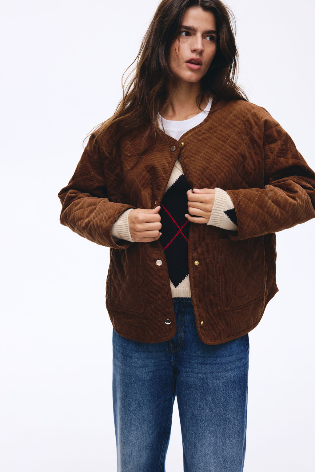 Chaqueta oversize de pana con dise?o guateado - H&m фото 2