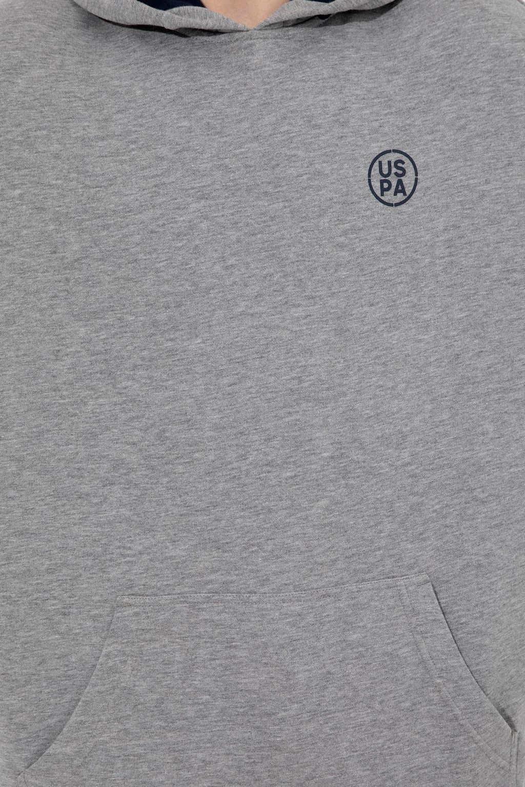 U. S. Polo Assn Мужская серая меланжевая толстовка оверсайз с капюшоном - U.s. polo assn фото 6