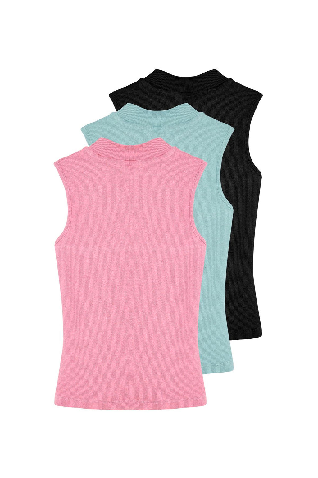 Siyah-Beyaz-Cok Renkli 3Lu Paket Fitted/Vucuda Oturan Fitilli Esnek Orme Bluz TWOSS24BZ00560 - Trendyolmilla фото 15