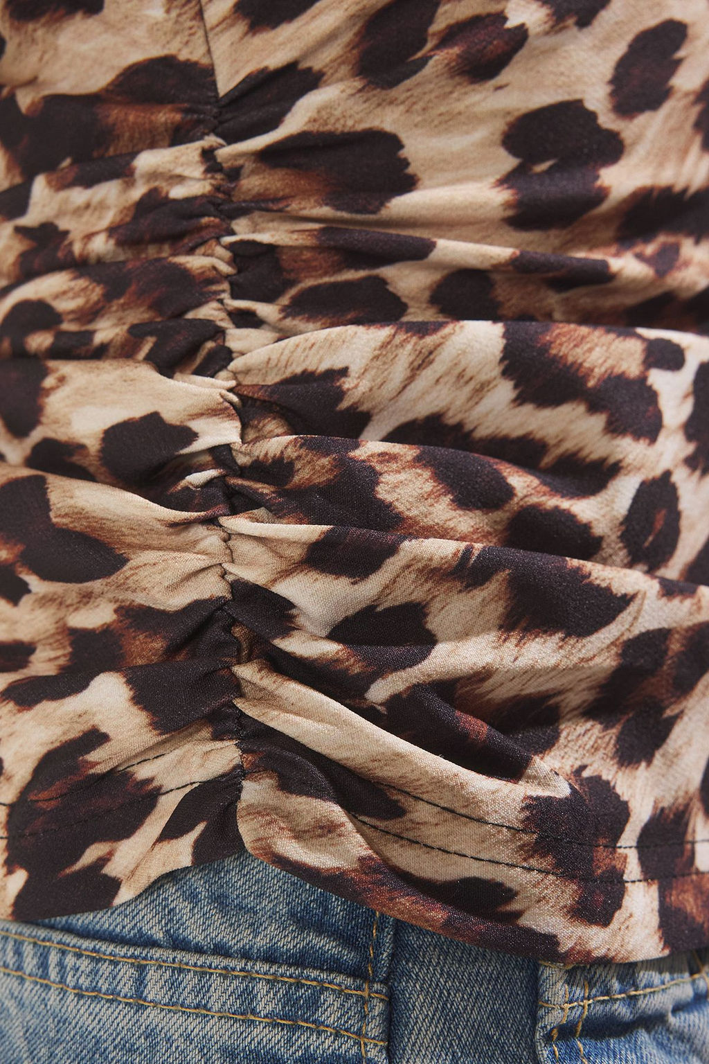 Trendyolmilla Cok Renkli Leopar Desenli Tek Omuz Dokuma Bluz TWOSS25BZ00492  фото 3