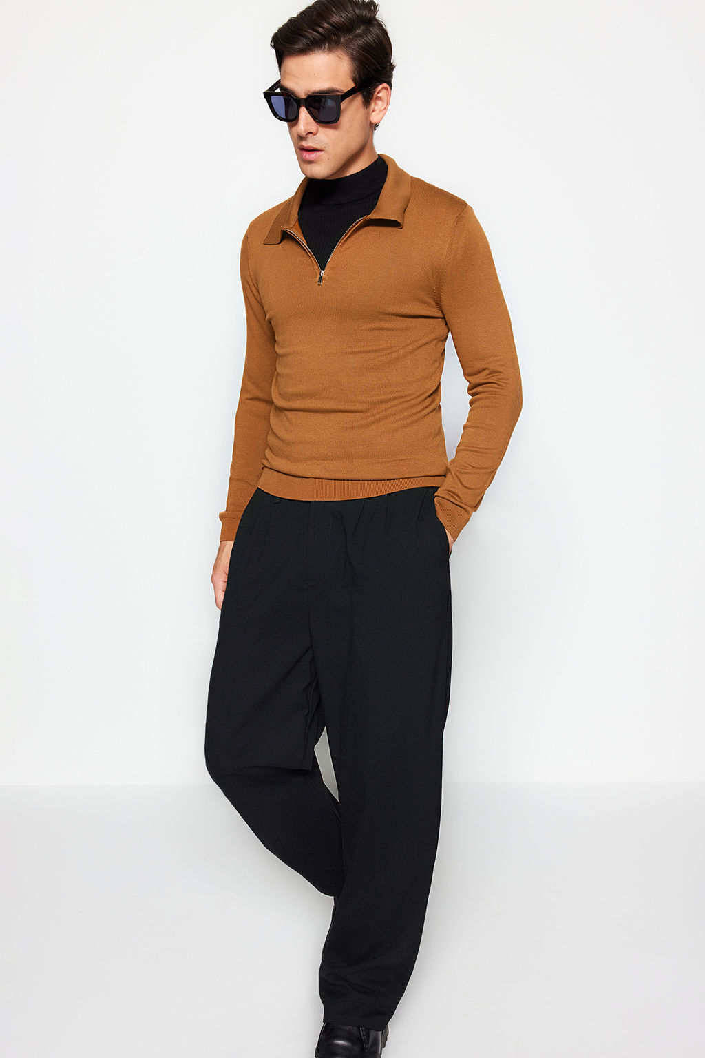 Camel Slim Fit Polo Yaka Triko Kazak TMNAW24KZ00076 - Trendyolmilla фото 2