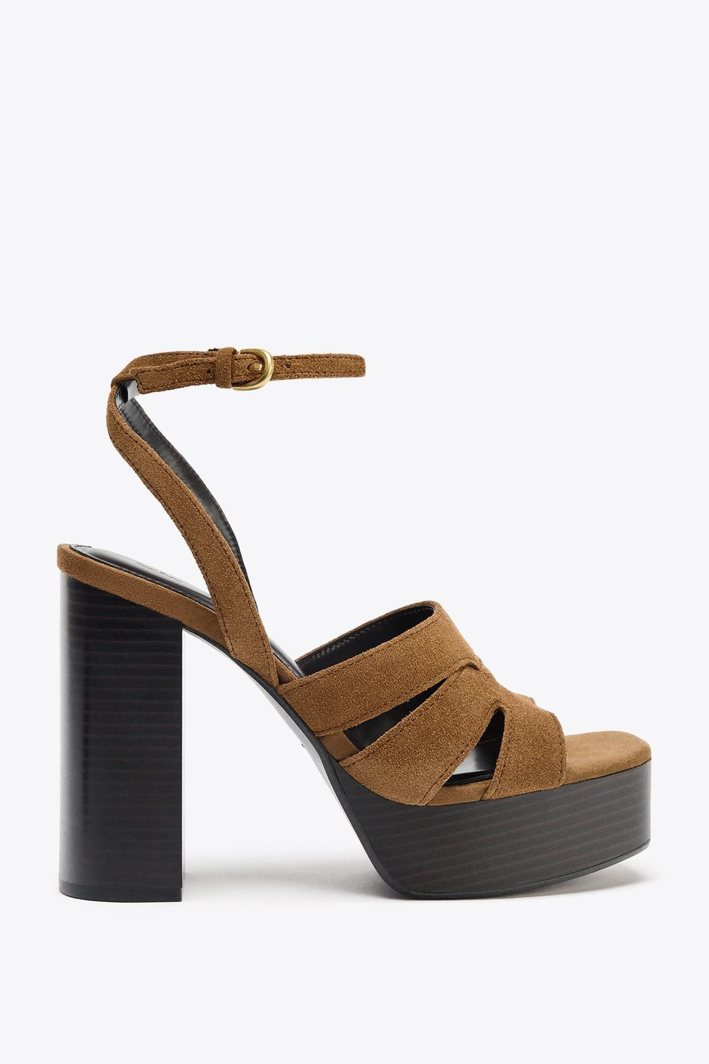 PLATFORM SPLIT SUEDE SANDALS - Zara фото 4