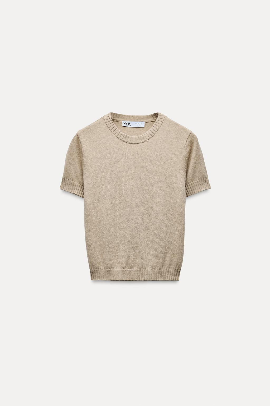 BASIC PLAIN KNIT SHORT SLEEVE TOP - Zara фото 5