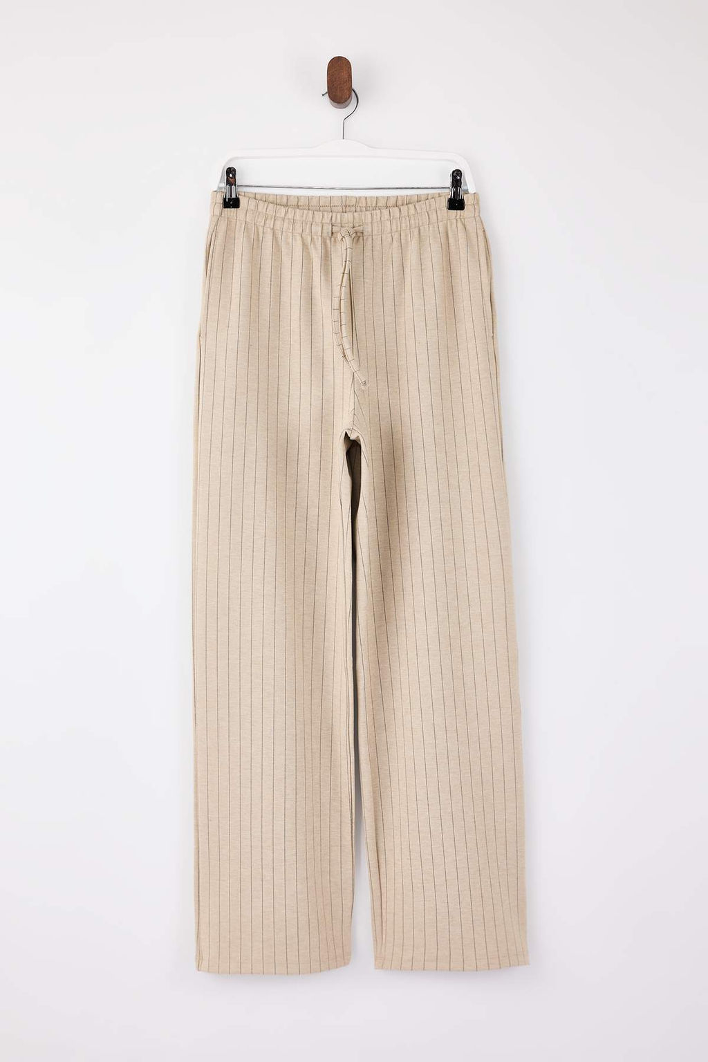 TRENDYOLMILLA Siyah Kal?n Cizgili Straight/Duz Kesim Esnek Pantolon TWOSS24PL00072 фото 21