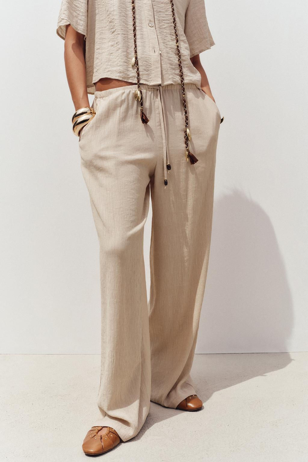 WIDE-LEG TROUSERS WITH ELASTIC WAISTBAND - Zara фото 26