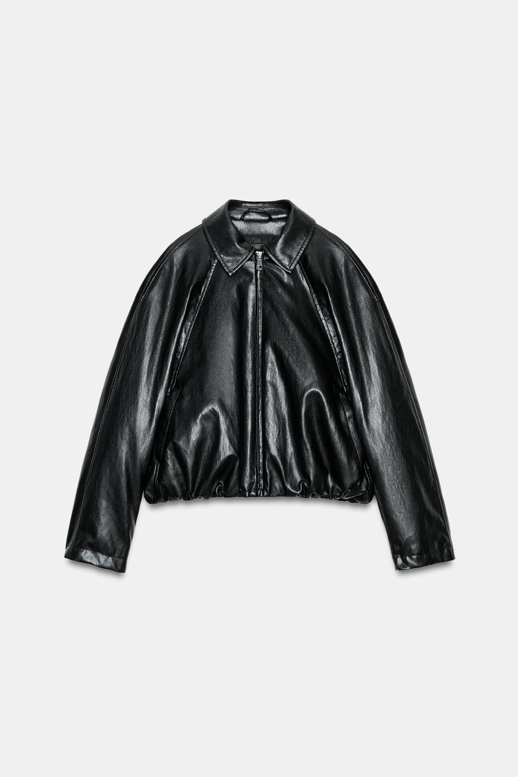 CHAQUETA BOMBER EFECTO PIEL / Negro - Zara фото 4