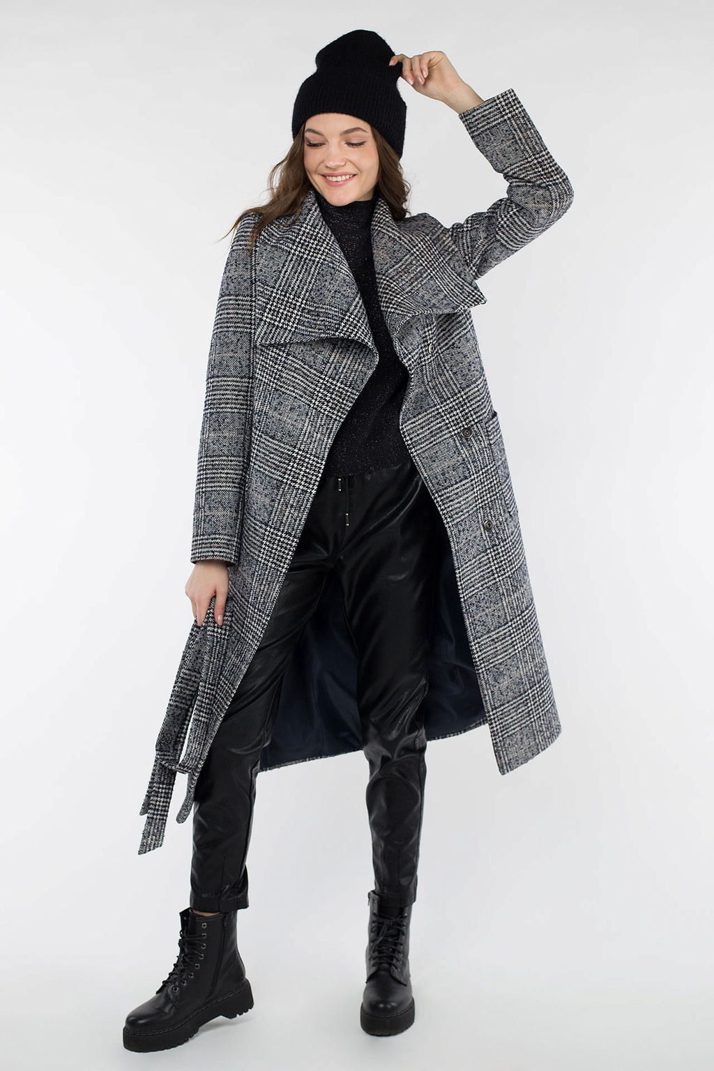 01-09459 Пальто женское демисезонное (пояс) - El podio фото 3