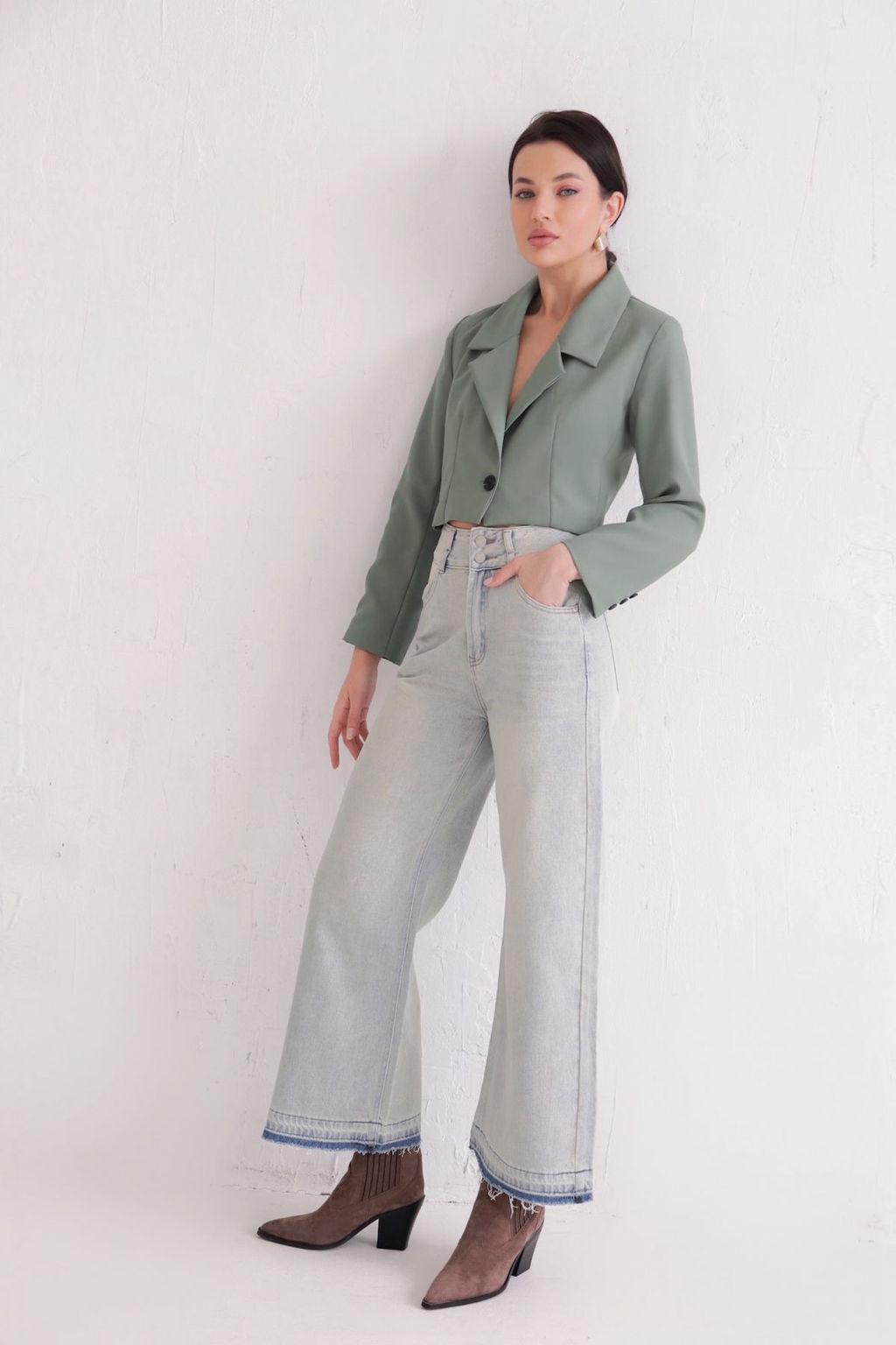 12175 Джинсы-трубы голубые - Martichelli фото 13