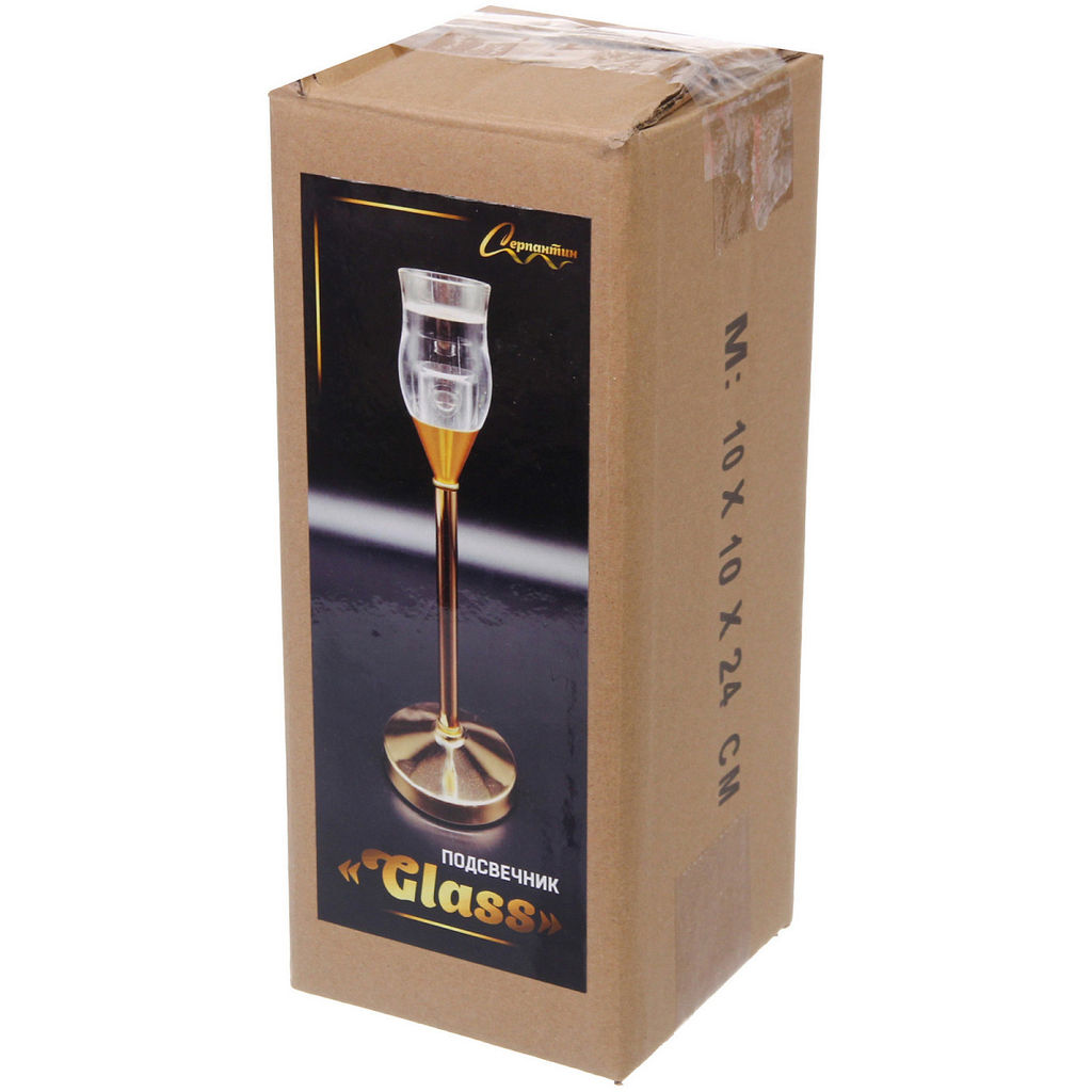 Цена за 4 шт. Подсвечник "GLASS" 3,3*9*22 см, Золото