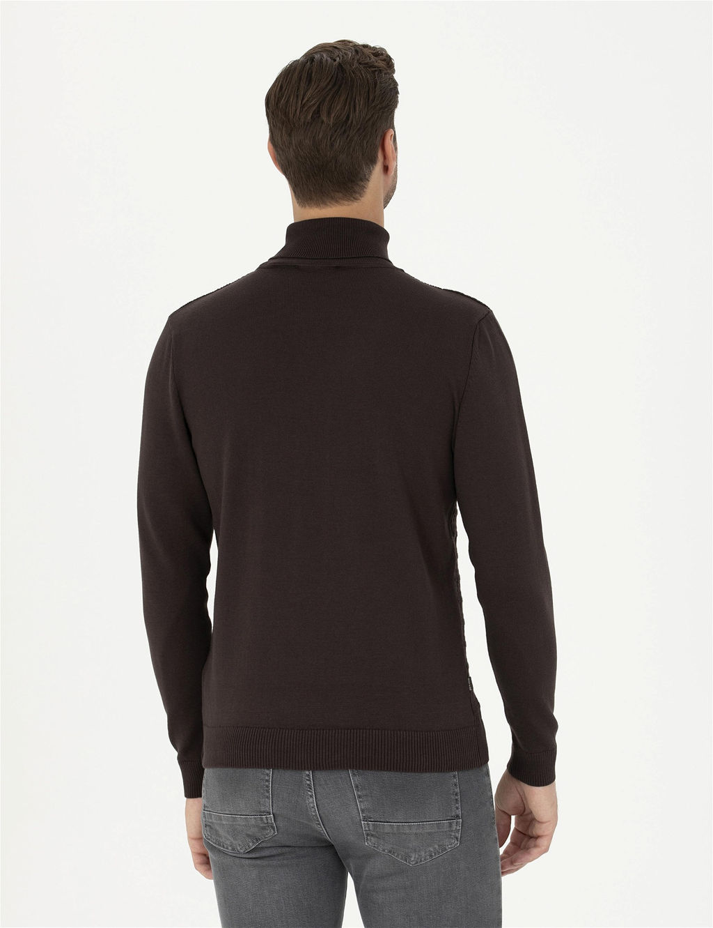 Kahverengi Slim Fit Bal_k__ Yaka Triko Kazak - Pierre cardin фото 5