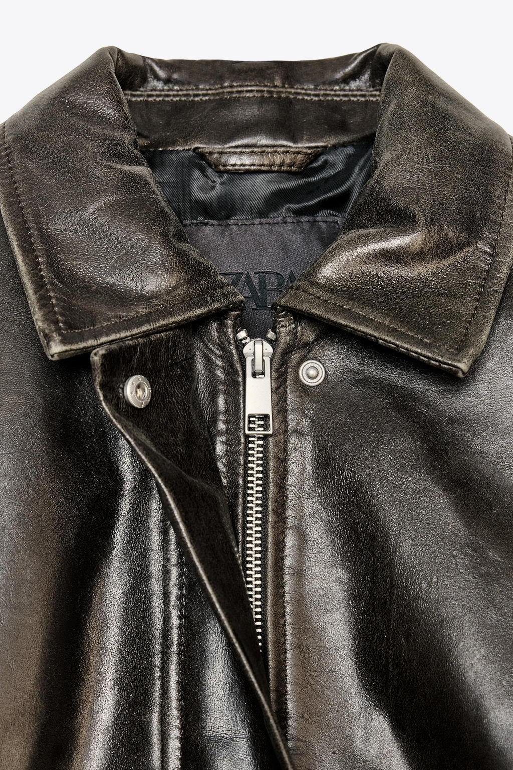 100% LEATHER BOMBER JACKET ZW COLLECTION LIMITED EDITION - Zara фото 11