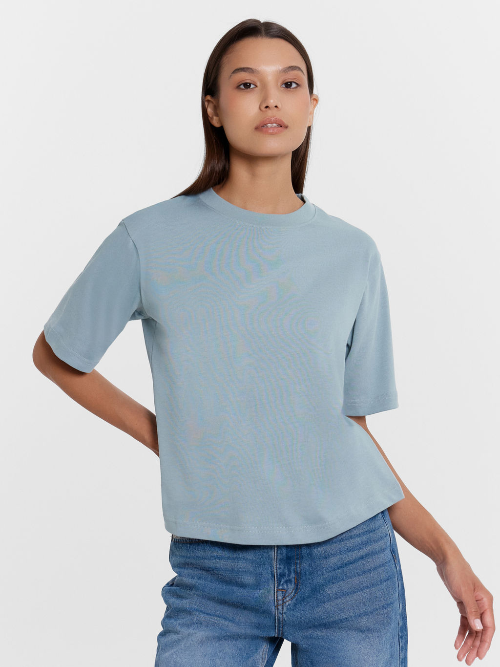 Футболка женская в синем оттенке сланец 302862 - Mark formelle фото 3