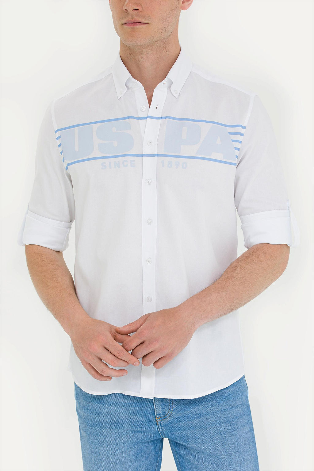 Мужская белая рубашка с длинным рукавом - U.s. polo assn фото 6