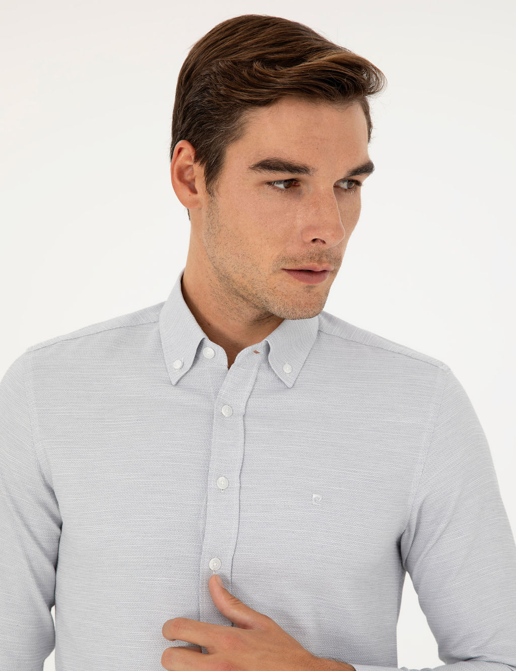 Gri Slim Fit Uzun Kollu G_mlek
