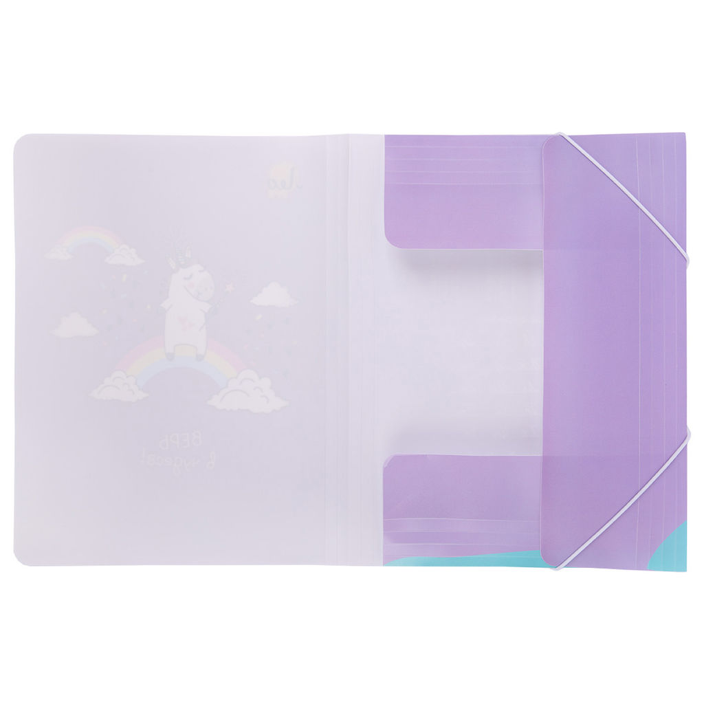 Лео Учись Папка на резинке A4 LRF-06 450 мкм 35 мм песок 5 шт. 03-Единорог