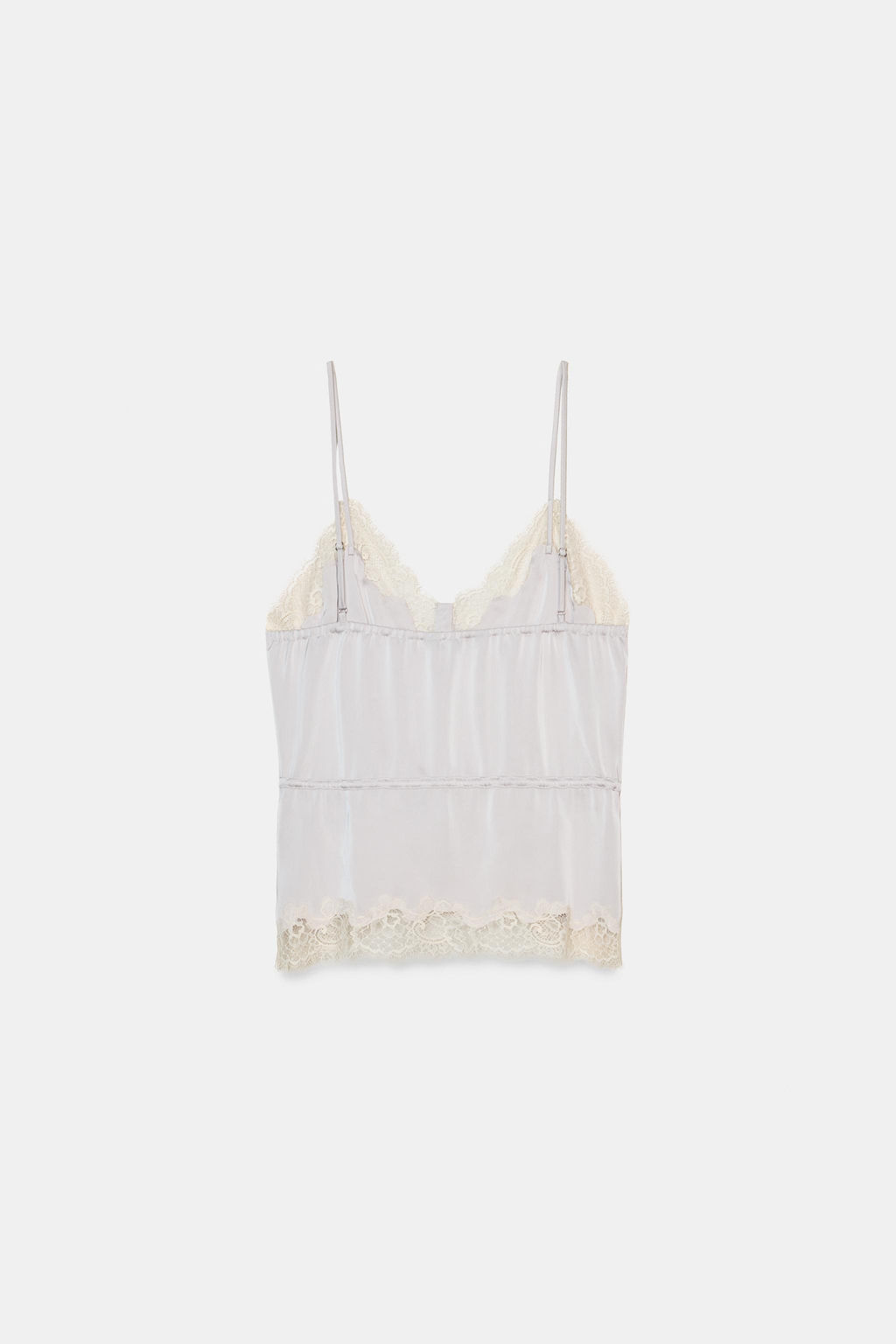 TOP SATINADO ENCAJE / Gris perla - Zara фото 7