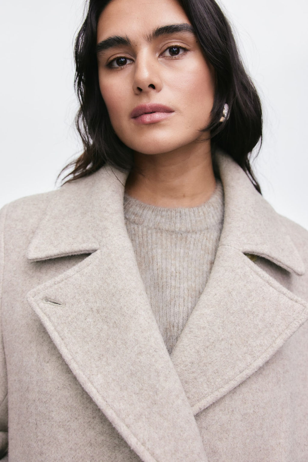 Abrigo en mezcla de lana con cinturon de anudar - H&m фото 3