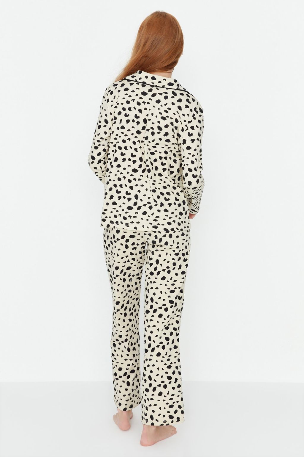 Trendyolmilla Bej %100 Pamuklu Leopar Desenli Gomlek-Pantolon Orme Pijama Tak?m? THMAW21PT0489 фото 7