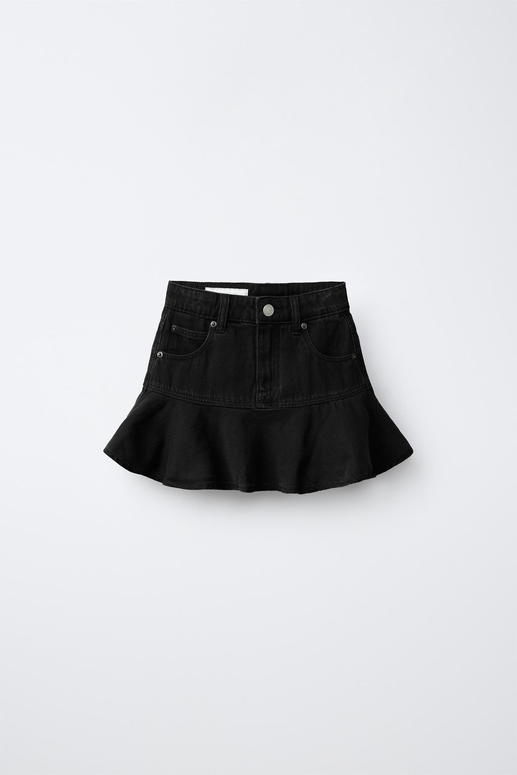 FALDA DENIM VOLANTES / Negro