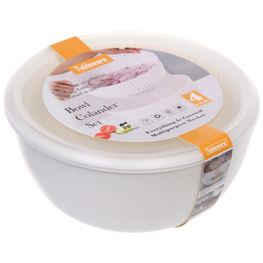 Дуршлаг пластиковый "Фаттория" 24*12см двойной с чашей и крышкой 4предмета