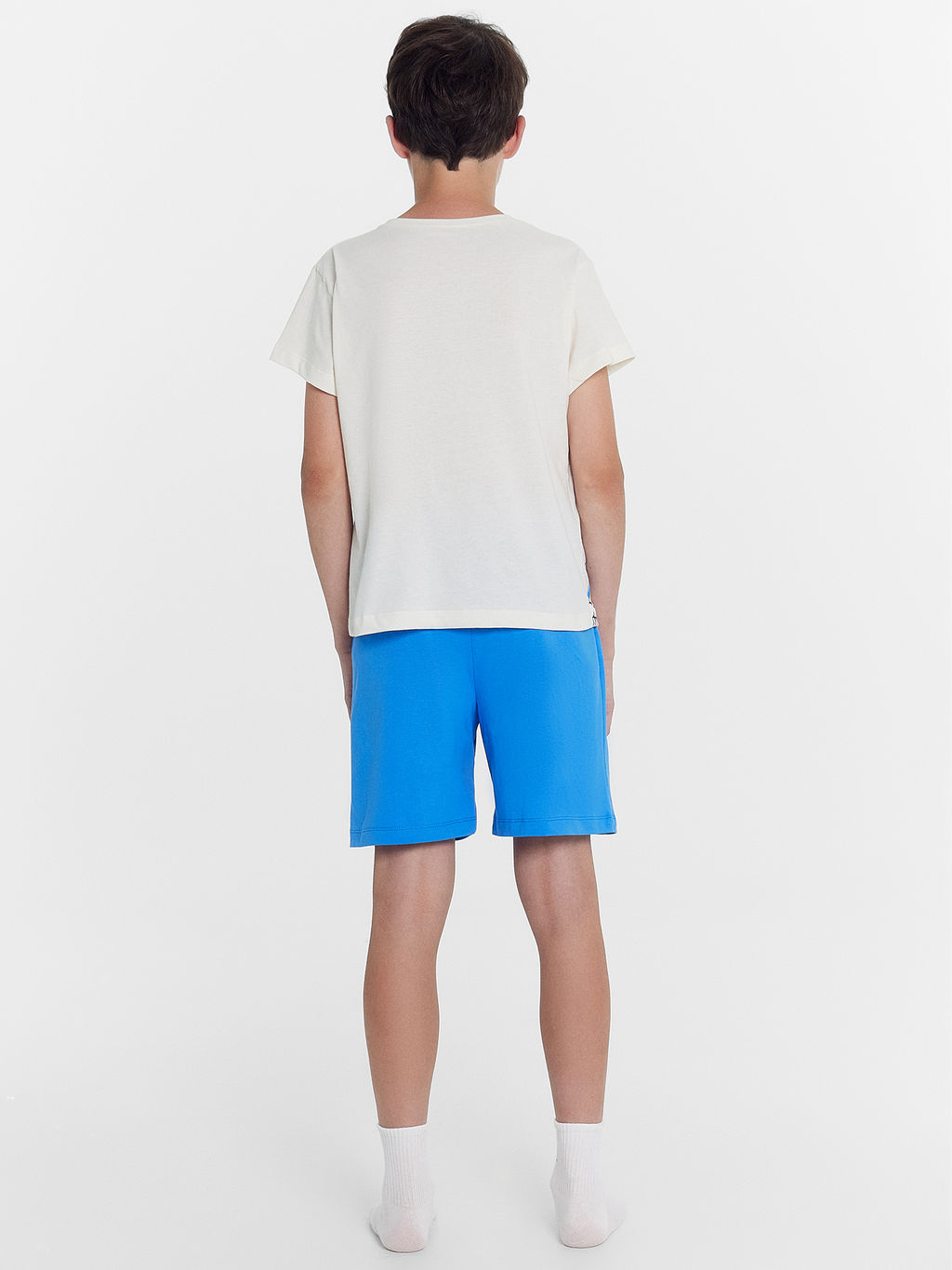 Комплект для мальчиков (футболка, шорты) молочно-голубой с печатью - Mark formelle фото 3