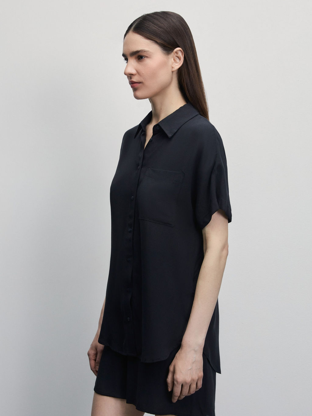 Рубашка с коротким рукавом из вискозы / Zarina  фото 4