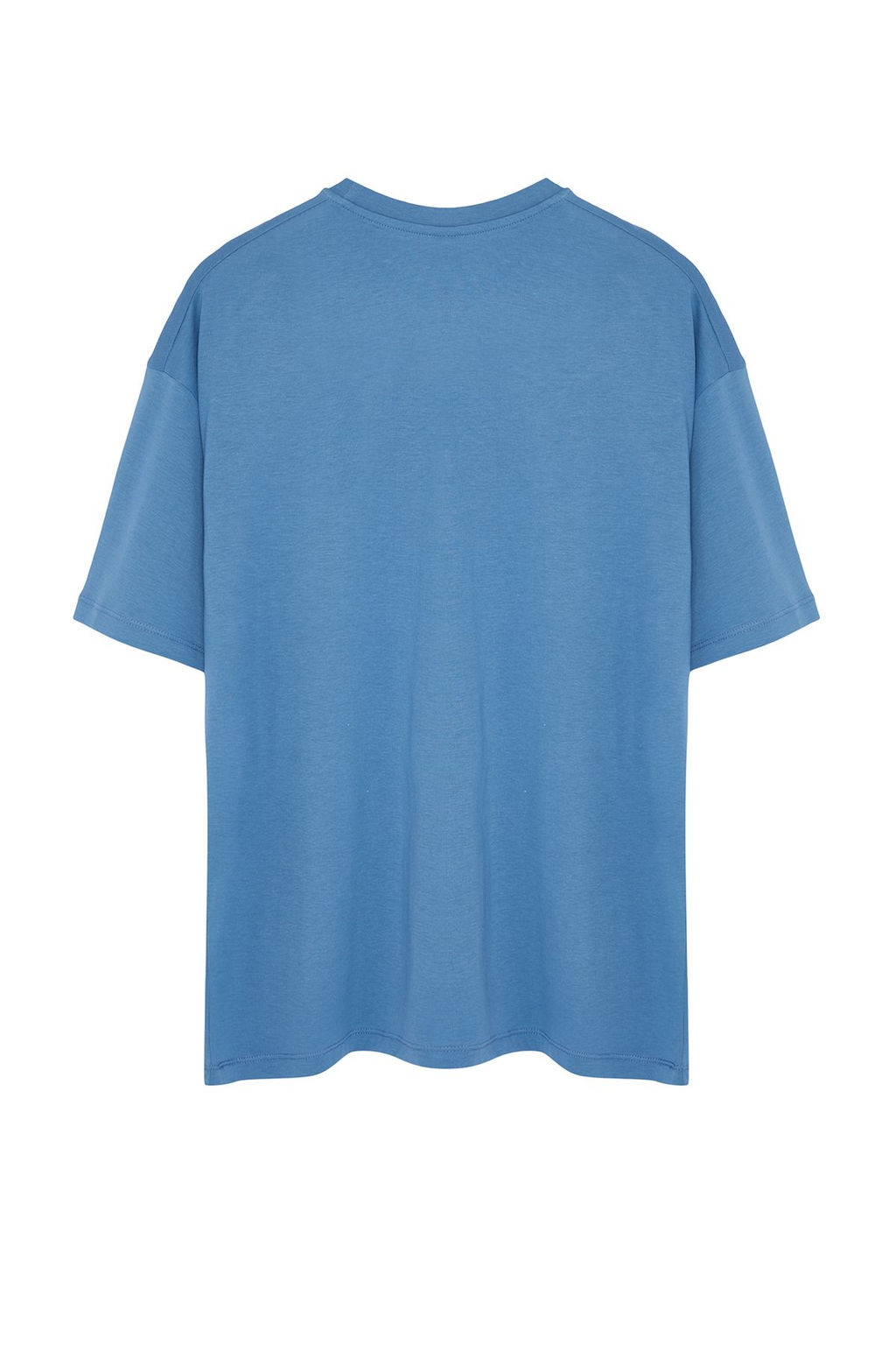 TRENDYOLMILLA Siyah %100 Pamuk Nak?sl? Oversize/Genis Kal?p Bisiklet Yaka Orme T-Shirt TWOSS24TS00102 фото 14