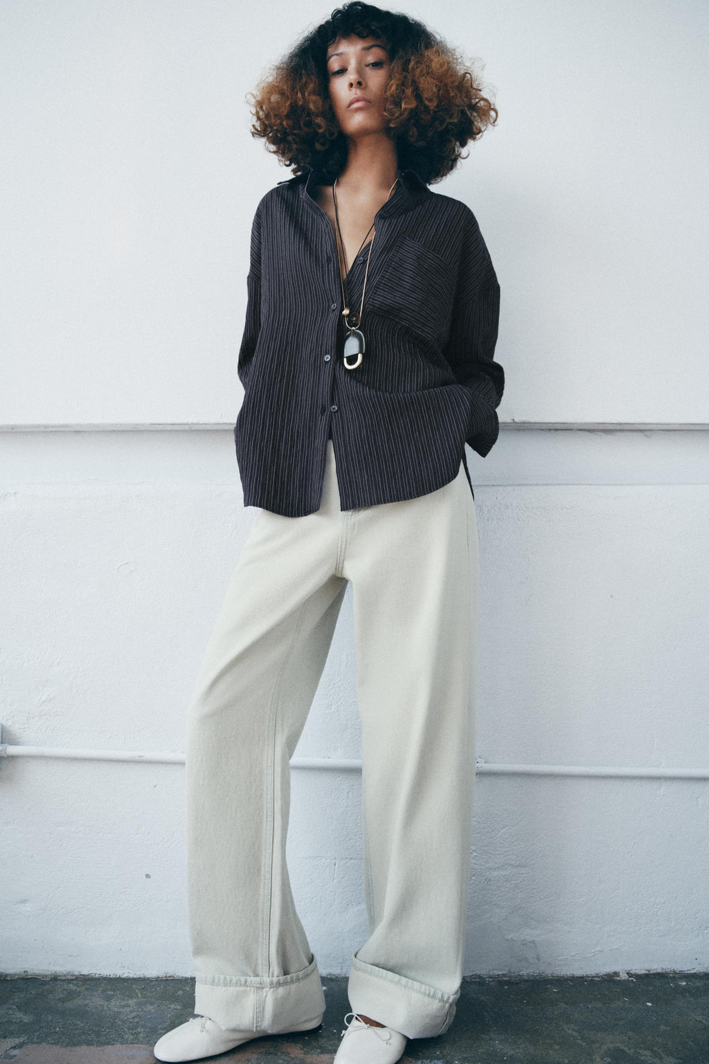 STRIPED FLOWING SHIRT ZW COLLECTION - Zara фото 8