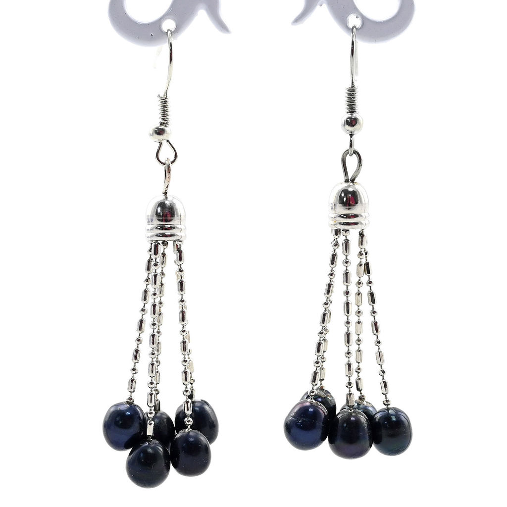 Серьги из жемчуга 5нитей, цв.ассорти Радуга камня  фото 4