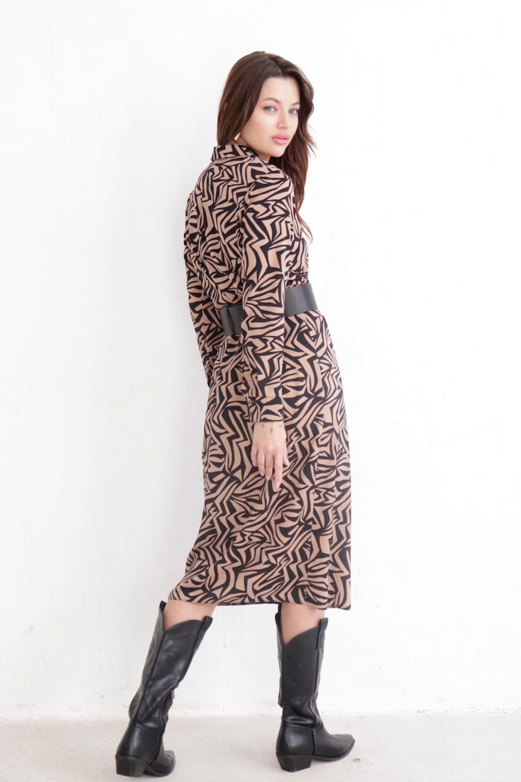 Платье-рубашка с английским воротником принт - Martichelli фото 286