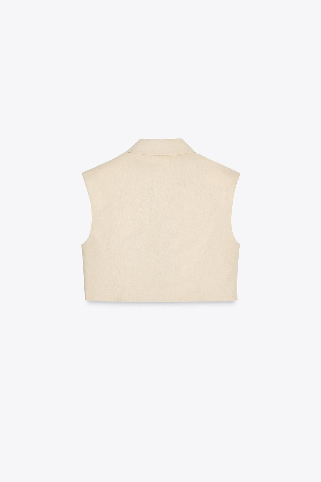 LINEN BLEND SHORT WAISTCOAT - Zara фото 6