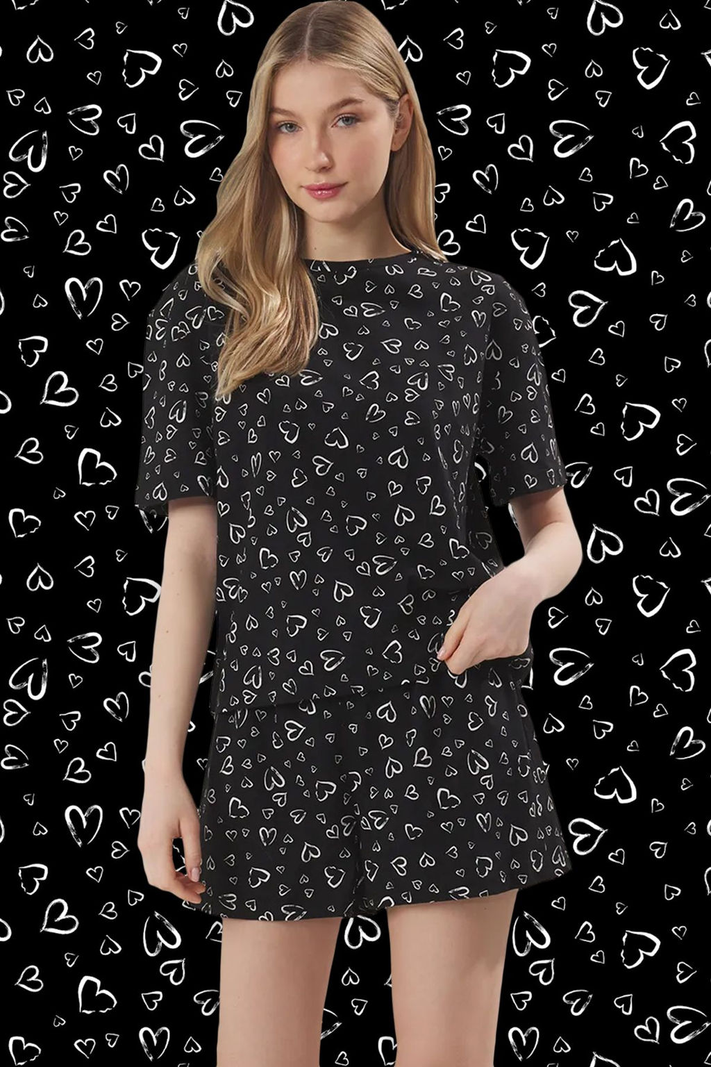 Trendyolmilla Siyah %100 Pamuklu Kalpli Sortlu Orme Pijama Tak?m? THMSS25PT00374