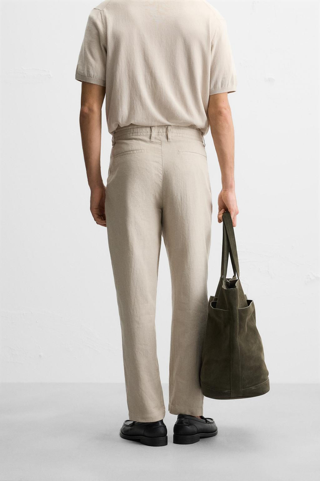 COTTON/LINEN RELAXED FIT TROUSERS - Zara фото 29