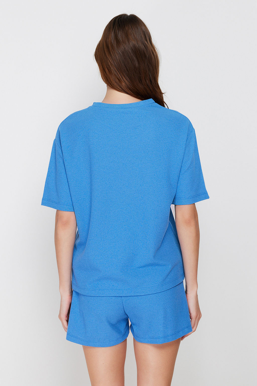 Trendyolmilla Siyah Waffle Kumas Sortlu Orme Pijama Tak?m? THMSS22PT0524  фото 6